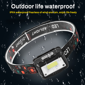 Lampe frontale <span class=keywords><strong>LED</strong></span> COB à détecteur de mouvement, lumière blanche/rouge, étanche IP55, 3 modes, <span class=keywords><strong>bandeau</strong></span> réglable, batterie rechargeable 1000 mAh, fixation - Product Image 3