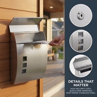Boîte aux lettres murale extérieure moderne en acier avec serrure à clé pour jardin et appartement, accès par clé