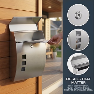Buzón de Correo Moderno para Exterior, de Acero, Montado en la Pared, con Cerradura y Llave, para Jardín y Apartamento - Product Image 2