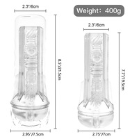Amazon Cross-border Masturbateur masculin transparent à double tête, à commande manuelle, avec mouvement de va-et-vient, type 'Airplane Cup' et 'Flashlight', à orifice de type 'Yin'