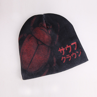 Gorro de Punto con Logotipo Personalizado, Estampado Completo, Estilo Y2K, Informal, Cálido para Invierno, Unisex, Forrado de Satén
