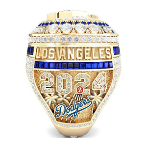 Bague de championnat des Dodgers de Los Angeles 2024, alliage de zinc, cristal, strass, plaqué platine, forme de cœur, souvenir pour homme - Product Image 3