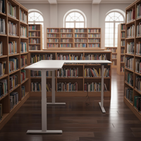 Bureau de travail ergonomique moderne en forme de L, hauteur réglable automatiquement de 72 à 120 cm, construction durable et écologique, facile à assembler