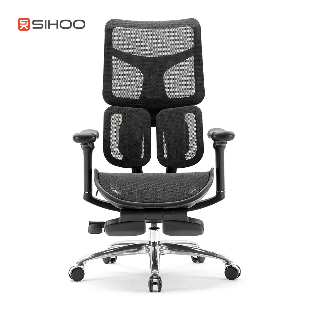 Sihoo S100 silla jefe de lujo 4D reposabrazos OEM cómoda silla de oficina ergonómica con reposapiés retráctil