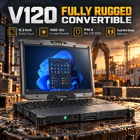 Ordinateur portable convertible tout-terrain Getac V120 12,2 pouces, processeur Core Ultra 5, 1000 nits, écran tactile, IP66, pour le service sur le terrain
