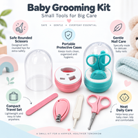 Kit de soins des ongles pour bébé en gros avec ciseaux, coupe-ongles, lime et étui, plusieurs couleurs