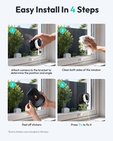 Caméra de sécurité pour fenêtre Botslab W101 1080P avec capteur CMOS 8MP, grand angle 120°, IA intelligente, double objectif, stockage cloud et prise en charge Wi-Fi