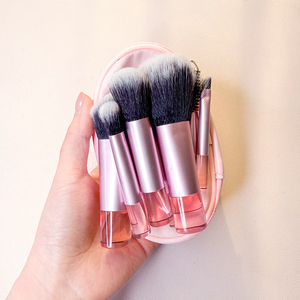Juego de 11 Brochas de Maquillaje Veganas Rosas Personalizadas, Mango de Plástico con Fibra Suave, Brochas Cosméticas Ecológicas con Bolsa - Product Image 3