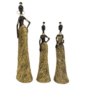 Statue africaine Vintage. Sculpture à la main de Figurines afro-américaines. <span class=keywords><strong>Art</strong></span> africain de dame <span class=keywords><strong>Tribal</strong></span> exotique - Product Image 3