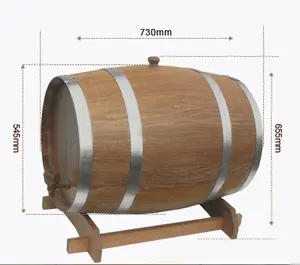 Premium Oak Aging Barrel with Stand Bung and Tap without inner liner Wooden Whiskey Wine Barrel forHome Brewer, Distiller Wine M