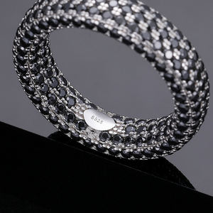 Rock Heren Sieraden Hiphop Echt 925 Sterling Zilver Volledig Zwart Vvs Moissanite Diamant Iced Out Stempel Vinger Ring Voor Vrouwen Man - Product Image 3