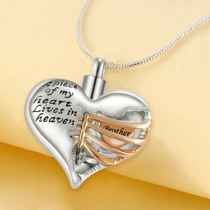 Collier Pendentif Cœur « Une Partie de <span class=keywords><strong>Mon</strong></span> Cœur Vivrait dans le Ciel » pour Cendres d'Animaux de Compagnie, Urne Commémorative, Bijou Souvenir pour la Famille - Product Image 6