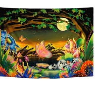 Tapisserie murale en polyester avec papillons de forêt lumineux, légère et facile à accrocher, décoration murale, vente en gros