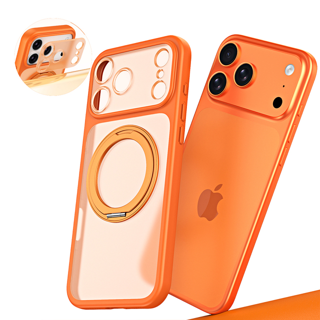 Matte Phone Case Magnetic Ring Kickstand with Detachable Separate Lens Cover Protector Mobile Cases for iPhone 17 16 15 Pro Max