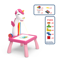 Tableau de dessin projecteur 2-en-1 avec tuiles magnétiques pour enfants de 4 à 6 ans, puzzle licorne effaçable, jouets en vrac