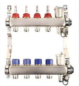 Calefacción por suelo radiante 2-13 bucles Distribución del colector de agua con caudalímetro para sistemas de calefacción por suelo radiante Colector