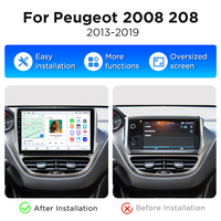 Junsun EU Stock Reproductor de DVD para Auto con Carplay Inalámbrico y Android Auto para Peugeot 208 2008 2013-2019, Radio Multimedia, Sistema de Navegación GPS