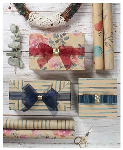 Custom Floral <b>Pattern</b> Kraft Gift Wrapping <b>Paper</b> Sheet 100GSM Eco-Friendly Silicone Coated Double-Sided Digital Printing - Product Image 4