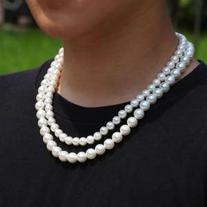 ضفيرة واحدة اللؤلؤ قلادة 18 بوصة قلادة مع تشيكوسلوفاكيا الصليب قلادة النساء الرجال حزب أسعار الجملة الهيب هوب مجوهرات - Product Image 6