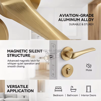 Poignées de porte intérieures en alliage d'aluminium de style européen simple, serrure de porte en bois de luxe, serrure magnétique silencieuse pour chambre à coucher, poignée de porte domestique