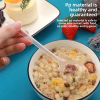 Vente en gros Petites cuillères en plastique jetables modernes pour soupe Glace en poudre à emporter Salade de fruits Soupe sucrée Emballage individuel