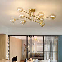Lustre suspendu créatif de luxe nordique, luminaires décoratifs en verre, plafonniers modernes en forme de haricot magique, lampes suspendues en verre