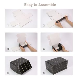 Pequeñas cajas de envío portátiles Diseño de puntos dorados Correo reciclado negro <span class=keywords><strong>para</strong></span> pequeñas empresas <span class=keywords><strong>para</strong></span> Navidad Día de San Valentín <span class=keywords><strong>Padre</strong></span> - Product Image 6
