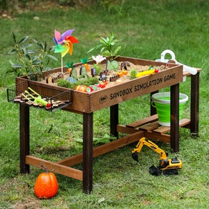 Table d'activités sensorielles d'extérieur pour enfants, <span class=keywords><strong>bac</strong></span> <span class=keywords><strong>à</strong></span> <span class=keywords><strong>sable</strong></span> en bois avec jeux de simulation, jouets et rangement, centre de jeux de <span class=keywords><strong>sable</strong></span> et d'eau pour tout-petits - Product Image 1