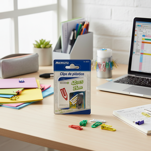 Mengfu M-0037 Set di 40 Clip per Carta in Plastica da 25mm con Magnete, per Ufficio/Scuola, in Metallo e PP, Made in Cina - Product Image 3