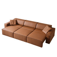Italienisches Minimalistisches Luxuriöses Zweisitzer-Würfelsofa mit Elektrischer Liegefunktion, Echtleder, Kiefernholzrahmen, Einfaches Modernes Design, Fernbedienung