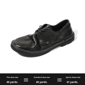 <span class=keywords><strong>Scarpe</strong></span> Derby <span class=keywords><strong>Uomo</strong></span> All Black Ufficiali con Lacci in Vera Pelle Fatte a Mano Business Casual Suola Morbida Novità 2026 - Product Image 6
