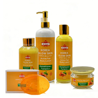 Ensemble hydratant 5D Gluta Korea GLOW pour le soin de la peau : Crème visage éclatante, Lotion illuminatrice, Huile corporelle active au curcuma éclaircissante