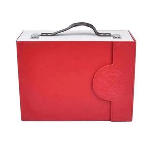Boîte d'emballage pour échantillon de <span class=keywords><strong>vin</strong></span> en cuir PU de style sac rouge, avec fermeture éclair, matelassée, motif floral, pour lunettes de soleil, jetons de trading et pièces de collection, blanche et assortie - Product Image 1