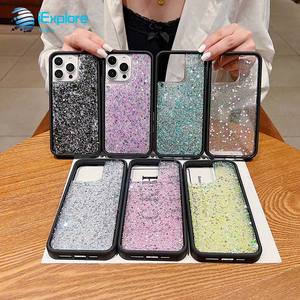 IExplore alta calidad chicas blingbling estrellas brillantes gota <span class=keywords><strong>glus</strong></span> acrílico + TPU WF funda de teléfono para iPhone 16 Pro Max - Product Image 1