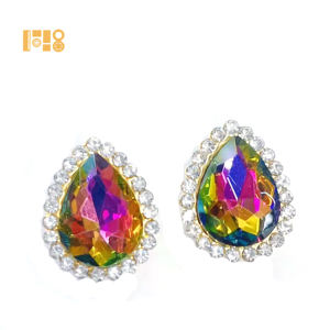 Couleur mélangée verre griffe diamant gouttelettes tournesol cousu à la main <span class=keywords><strong>strass</strong></span> bricolage vêtements correspondant Design en gros - Product Image 4