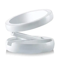 Miroir de Maquillage Portable de Bureau à Écran Tactile, Grossissement 10X, Lumière LED Rechargeable, Double Loupe, Personnalisé, Rond, pour Maison et Salle de Bain