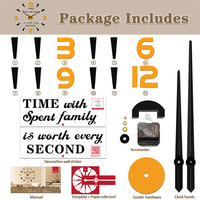 120CM Luxuriöse Gold-Schwarze Acryl DIY Große Quarz-Wanduhr Geräuschlos Rahmenlos Aufkleber Wohnzimmer-Deko Geschenk