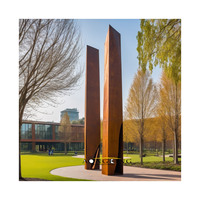 Sculpture géante de fleur en acier corten soudé, faite sur mesure, effet rouillé, pour jardin
