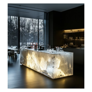 Nhà Máy Giá tùy chỉnh phiến đá cẩm thạch đá Nhà Bếp bàn Vanity Tops bảng Tops phòng tắm trắng <span class=keywords><strong>Onyx</strong></span> đảo - Product Image 6