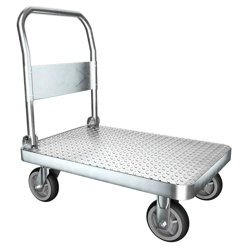 500Kg 900*600Mm Transport Stalen Zilveren Hand Duw Trolley Opvouwbare Trolley Kar Opvouwbare Platform Hand Truck