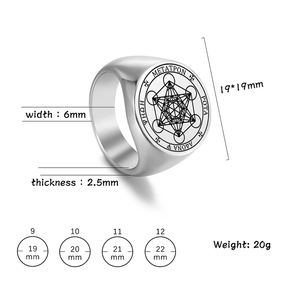 Nuovissimo <span class=keywords><strong>Anello</strong></span> Punk dell'Arcangelo Metatron Sigillo <span class=keywords><strong>di</strong></span> <span class=keywords><strong>Salomone</strong></span> per Uomo Gioielli in Acciaio Inossidabile Anelli Vichinghi - Product Image 6