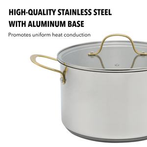 Toptan özel altın renk kolları 9 parça paslanmaz çelik indüksiyon güvenli tencere ve tavalar toksik olmayan mutfak tencere seti - Product Image 5