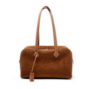 Bolso de mano de piel de vaca esmerilada para mujer, bolso de hombro de cuero genuino marrón retro simple - Product Image 5