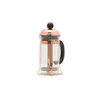 350毫升镀金镀铜法国压壶咖啡壶家用压滤茶壶高硼硅玻璃茶壶