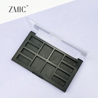 Palette de fards à paupières 12 couleurs avec couvercle transparent, palette de maquillage rectangulaire vide, palette de contour personnalisée noire mate