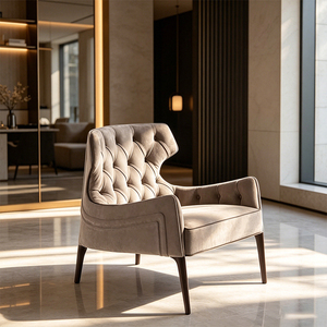 เก้าอี้พักผ่อนดีไซน์หรูหรา เฟอร์นิเจอร์ตกแต่งบ้าน พร้อมกระดุมตกแต่งแบบลึก สำหรับห้องนั่งเล่นและห้องนอน - Product Image 1