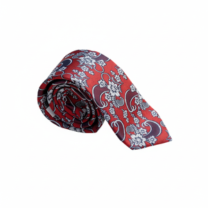 Corbata italiana con estampado rojo Paisley - Product Image 2