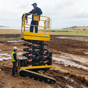 Elevadores de tijera sobre orugas con orugas de altura de trabajo de 10m para tijera de trabajo de aire Elevador de 12m en pistas de rodillos - Product Image 6