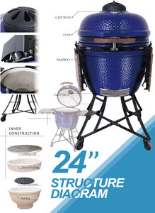 SEB <span class=keywords><strong>KAMADO</strong></span> / STEEL <span class=keywords><strong>EGG</strong></span> BBQ Gril à charbon de bois en céramique de 24 pouces Poulet fumeur Taille XL Four <span class=keywords><strong>Barbecue</strong></span> Extérieur Livingliving - Product Image 6