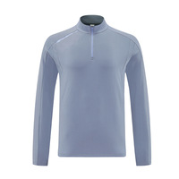 Maillot de sport demi-zip à manches longues pour homme, automne/hiver, en polyester, col montant, doux pour la peau, chaud et à séchage rapide